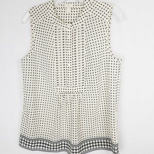 J. Crew Cream Sleeveless Blouse w/Polka-dot Size 6